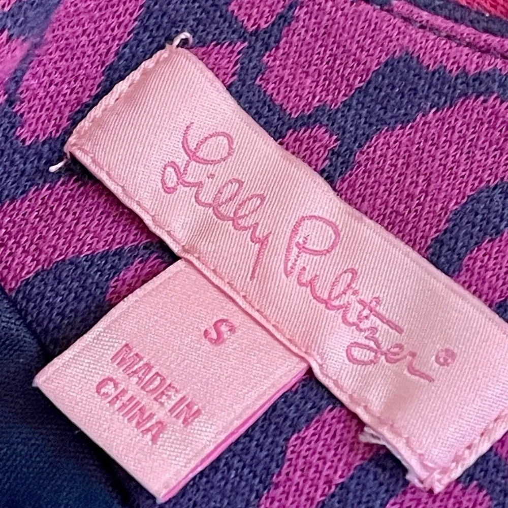 Lilly Pulitzer Jacquard Tie-Waist Sheath Dress Pink Navy Damask Pattern Size S